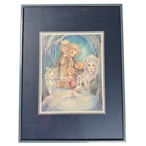 Prayer of St Francis Whimsical Blue Matte and Framed‎ Print by Jody Bergsma 1991